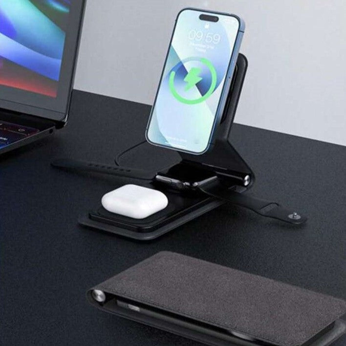 3 in 1 Foldable Magnetic Wireless Charging Station - Curio Gadgets