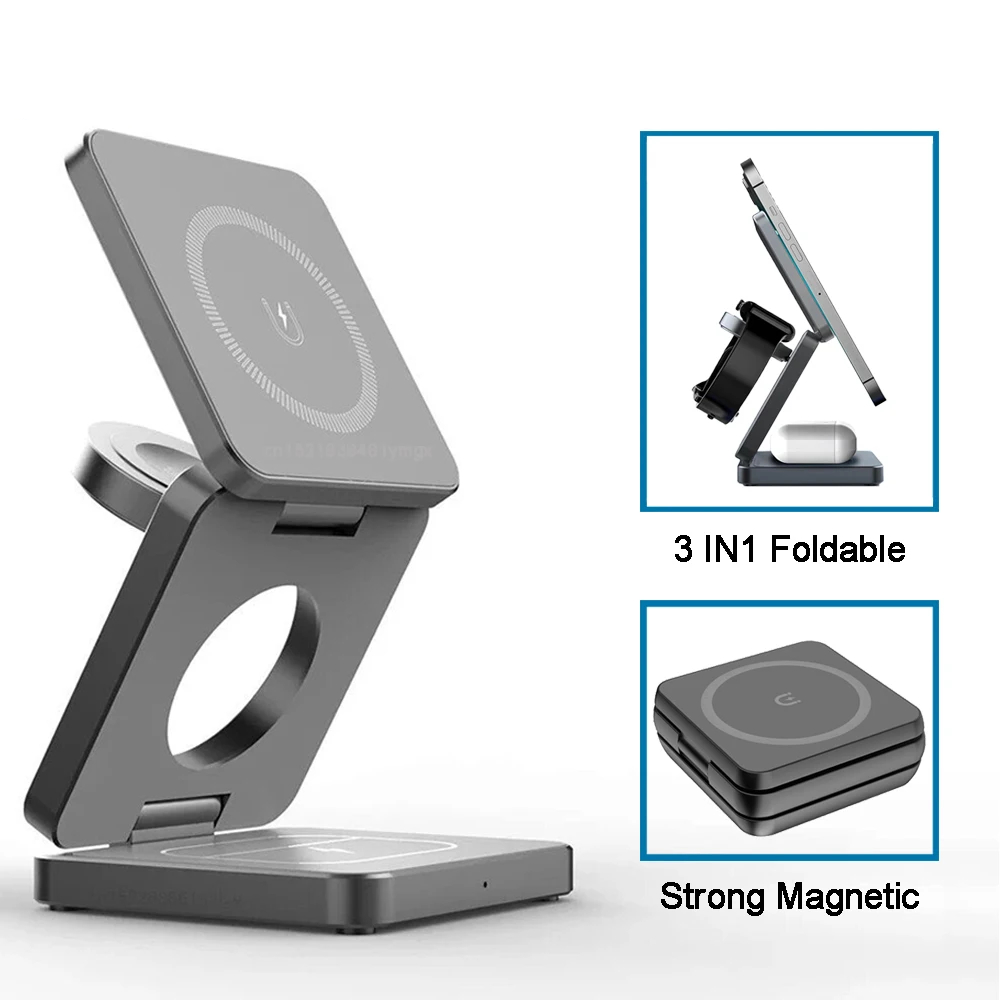 3 in 1 Foldable Magnetic Wireless Charging Station - Curio Gadgets