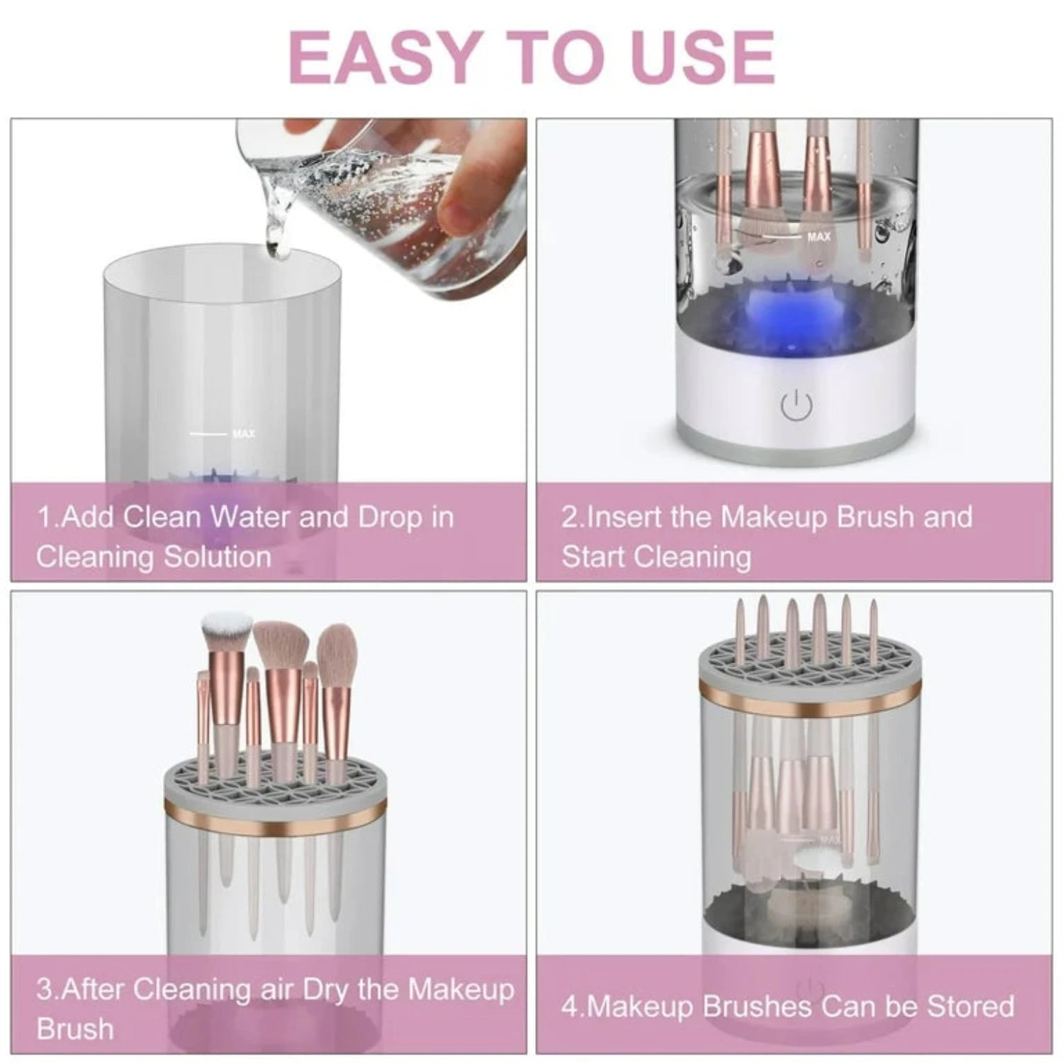 3-in-1 Automatic Makeup Brush Cleaner - Curio Gadgets