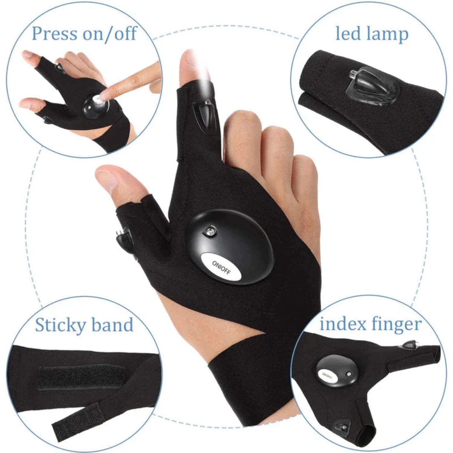 Multifunctional Gloves with Flashlight - Curio Gadgets